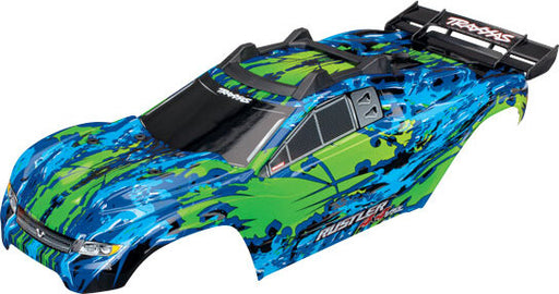 Body, Rustler 4X4 VXL, green/ window, grill, lights decal sheet (assembled with front & rear body mounts and rear body support for clipless mounting)