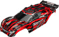 Body, Rustler 4X4, red/ window, grill, lights decal sheet (assembled with front & rear body mounts and rear body support for clipless mounting)