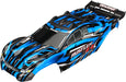 Body, Rustler 4X4, blue/ window, grill, lights decal sheet (assembled with front & rear body mounts and rear body support for clipless mounting)