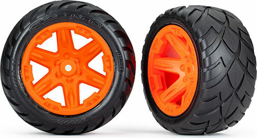 Tires and Wheels, Assembled, Glued (2.8") (RXT Orange Wheels, Anaconda Tires, Foam Inserts) (2WD Electric Rear) (2) (TSM® Rated