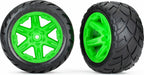 Tires and Wheels, Assembled, Glued (2.8") (Rxt Green Wheels, Anaconda® Tires, Foam Inserts) (2Wd Electric Rear) (2) (Tsm® Rated)