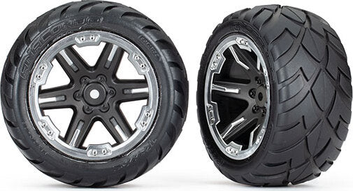 Tires & wheels, assembled, glued (2.8") (RXT black & chrome wheels, Anaconda tires, foam inserts) (2WD electric rear) (2) (TSM® rated)