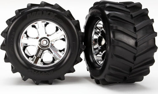 Tires and wheels, assembled, glued 2.8" (All-Star chrome wheels, Maxx tires, foam inserts) (2)