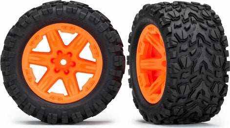 Tires and Wheels, Assembled, Glued (2.8") (RXT Orange Wheels, Talon EXT Tires, Foam Inserts) (4WD Electric Front/rear, 2WD Electric Front Only) (2) (TSM Rated)