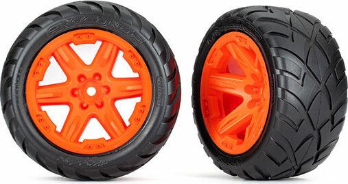 Tires and Wheels, Assembled, Glued (2.8") (Rxt Orange Wheels, Anaconda® Tires, Foam Inserts) (4Wd Electric Front/Rear, 2Wd Electric Front Only) (2) (Tsm Rated)