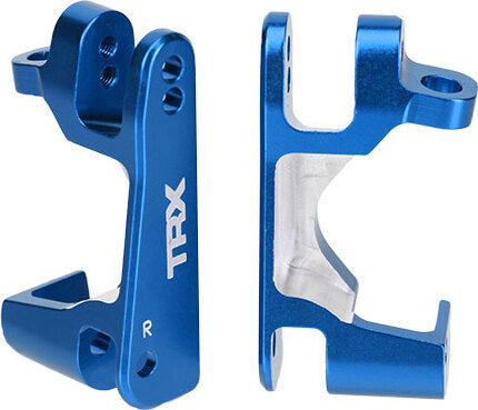 Caster blocks (c-hubs), 6061-T6 aluminum (blue-anodized), left & right