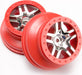 Wheels, SCT Split-Spoke, chrome, red beadlock style, dual profile (2.2" outer, 3.0" inner) (4WD front/rear, 2WD rear) (2)