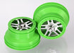 Wheels, SCT Split-Spoke, chrome, green beadlock style, dual profile (2.2" outer, 3.0" inner) (4WD front/rear, 2WD rear) (2)