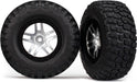 Tires & wheels, assembled, glued (SCT Split-Spoke satin chrome, black beadlock style wheels, BFGoodrich Mud-Terrainﾙ T/A KM2 tires, foam inserts) (2) (4WD f/r, 2WD rear) (TSM rated)