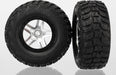 Tires & wheels, assembled, glued (SCT Split-Spoke satin chrome, black beadlock style wheels, Kumho tires, foam inserts) (2) (4WD front/rear, 2WD rear only)