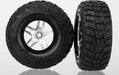 Tires & wheels, assembled, glued (S1 ultra-soft off-road racing compound) (SCT Split-Spoke satin chrome, black beadlock style wheels, Kumho tires, foam inserts) (2) (4WD front/rear, 2WD rear only)