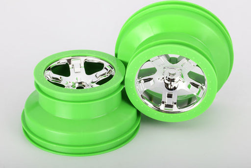Wheels, SCT, chrome, green beadlock style, dual profile (2.2" outer, 3.0" inner) (2) (4WD front/rear, 2WD rear only)