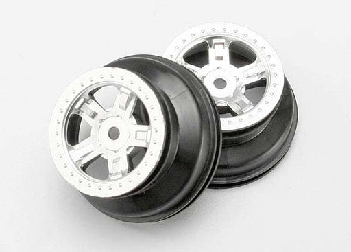 Wheels, SCT satin chrome, beadlock style, dual profile (1.8" inner, 1.4" outer) (2)