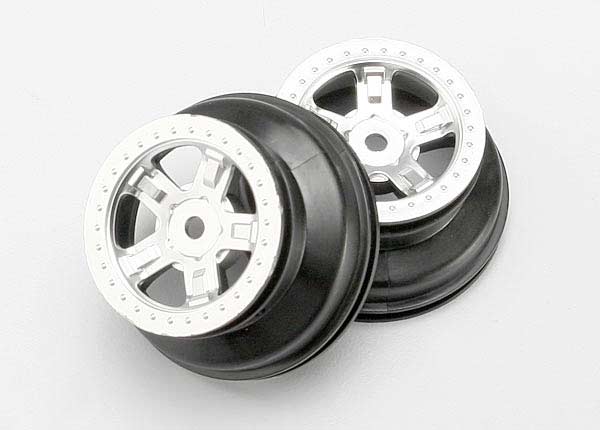 Wheels, SCT satin chrome, beadlock style, dual profile (1.8" inner, 1.4" outer) (2)