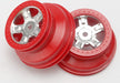 Wheels, SCT satin chrome, red beadlock style, dual profile (1.8" inner, 1.4" outer) (2)