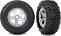 Tires and wheels, assembled, glued (SCT satin chrome wheels, SCT off-road racing tires, foam inserts) (1 each, right & left)