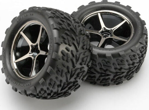 Tires and wheels, assembled, glued (Gemini black chrome wheels, Talon tires, foam inserts) (2)