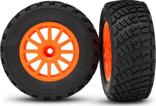 Tires & wheels, assembled, glued (orange wheels, BFGoodrich Rally, gravel pattern tires, foam inserts) (2) (TSM rated)