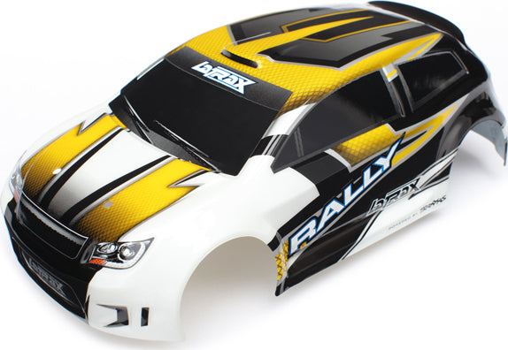 Body, LaTrax 1/18 Rally, yellow (painted)/ decals