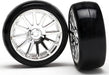 Tires & wheels, assembled, glued (12-spoke chrome wheels, slick tires) (2)