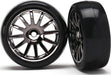 Tires & wheels, assembled, glued (12-spoke black chrome wheels, slick tires) (2)