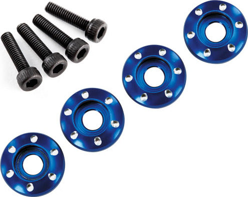 Wheel nut washer, machined aluminum, blue / 3x12mm CS (4)