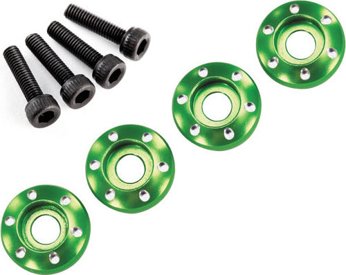 Wheel nut washer, machined aluminum, green / 3x12mm CS (4)
