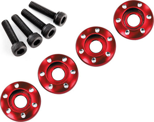 Wheel nut washer, machined aluminum, red / 3x12mm CS (4)