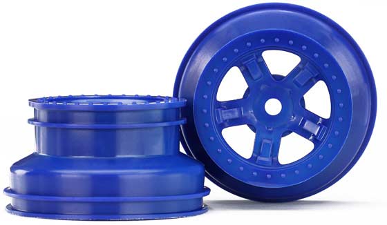 Wheels, SCT blue, beadlock style, dual profile (1.8" inner, 1.4" outer) (2)