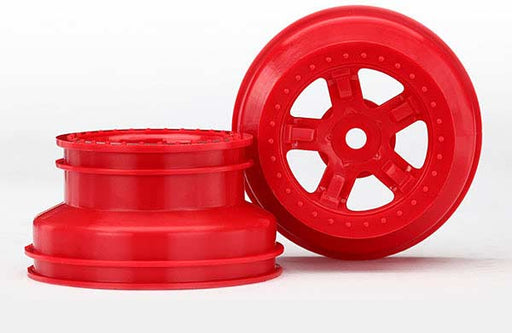 Wheels, SCT red, beadlock style, dual profile (1.8" inner, 1.4" outer) (2)