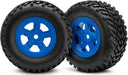 Tires and wheels, assembled, glued (SCT blue wheels, SCT off-road racing tires) (1 each, right & left)