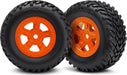 Tires and wheels, assembled, glued (SCT orange wheels, SCT off-road racing tires)(1 each, right & left)