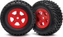 Tires and wheels, assembled, glued (SCT red wheels, SCT off-road racing tires) (1 each, right & left)