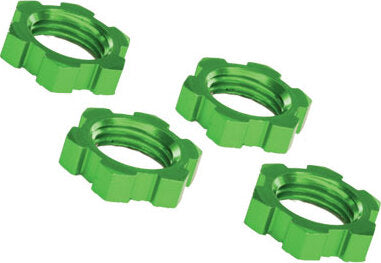 Wheel nuts, splined, 17mm, serrated (green-anodized) (4)