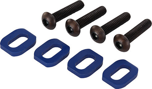 Washers, motor mount, aluminum (blue-anodized) (4)/ 4x18mm BCS (4)