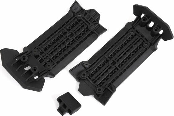 Skid Plate, Front (1), Rear (1)/ Rubber Impact Cushion (1)