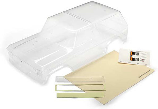 Body, Ford Bronco (clear, requires painting)/ decals/ window masks/ tailgate panel insert/ adhesive foam tape (2)