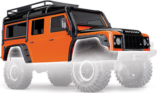Body, Land Rover Defender, adventure orange (complete with ExoCage, inner fenders, fuel canisters, and jack)