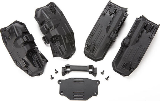 Fenders, inner (narrow), front & rear (2 each)/ rock light covers (8)/ battery plate/ 3x8 flathead screws (4)