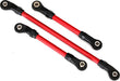 Steering link, 5x117mm (1)/ draglink, 5x60mm (1)/ panhard link, 5x63mm (red powder coated steel) (assembled with hollow balls) (for use with #8140R TRX-4 Long Arm Lift Kit)