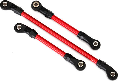 Steering link, 5x117mm (1)/ draglink, 5x60mm (1)/ panhard link, 5x63mm (red powder coated steel) (assembled with hollow balls) (for use with #8140R TRX-4 Long Arm Lift Kit)