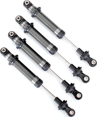 Shocks, GTS, silver aluminum (assembled without springs) (4) (for use with #8140 TRX-4 Long Arm Lift Kit)