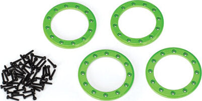 Beadlock rings, green (1.9") (aluminum) (4)/ 2x10 CS (48)