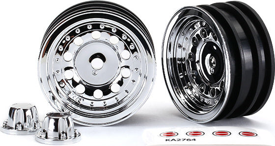 Wheels, 1.9", chrome (2)/ center caps (2)/ decal sheet (requires #8255A extended stub axle)