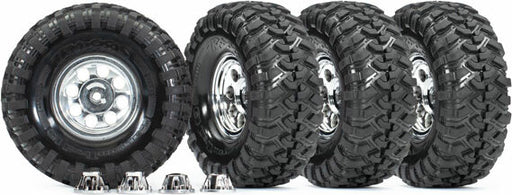 Tires And Wheels, Assembled, Glued (1.9" Classic Chrome Wheels, Canyon Trail 4.6X1.9" Tires) (4)/ Center Caps (4) (Requires #8255A Extended Thread Stub Axle)