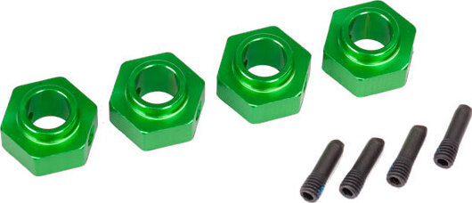 Wheel hubs, 12mm hex, 6061-T6 aluminum (green-anodized) (4)/ screw pin (4)
