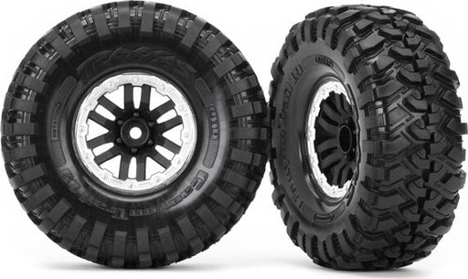 Tires and wheels, assembled, glued (TRX-4 satin beadlock wheels, Canyon Trail 1.9 tires) (2)