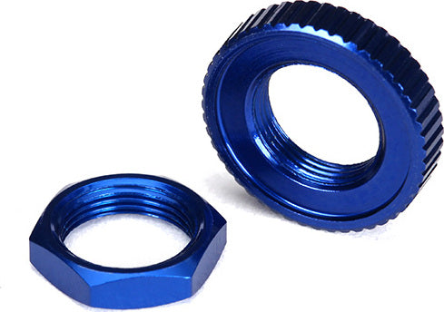 Servo saver nuts, aluminum, blue-anodized (hex (1), serrated (1))