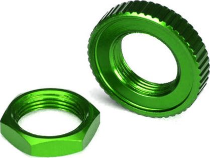 Servo saver nuts, aluminum, green-anodized (hex (1), serrated (1))