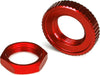 Servo saver nuts, aluminum, red-anodized (hex (1), serrated (1))